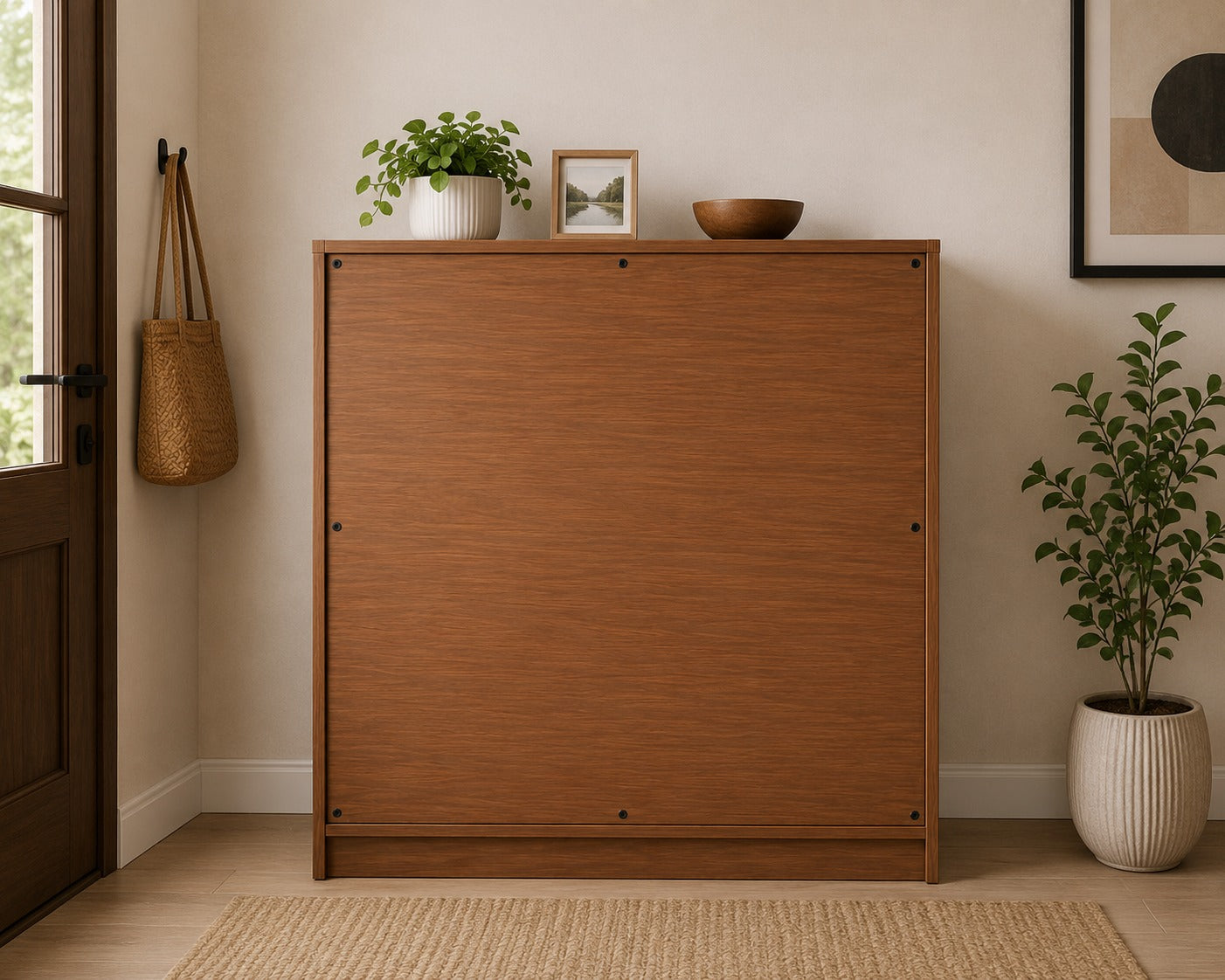 SHOE RACK WITH DOORS AND OPEN SHELF