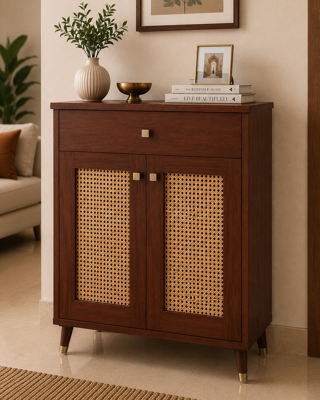 SHOE RACK WITH CANE DESIGNS